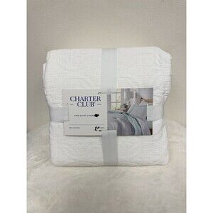 Charter Club Lattice Medallion KING DUVET COVER ONLY White